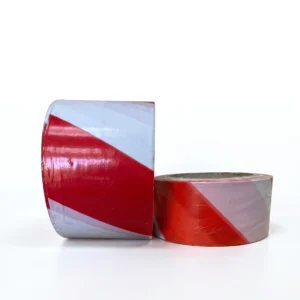 High-Visibility Red & White Warning Tape - 100 Yards
