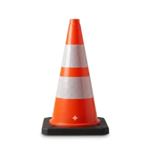 High-Visibility Orange Traffic Cone with Reflective Collars
